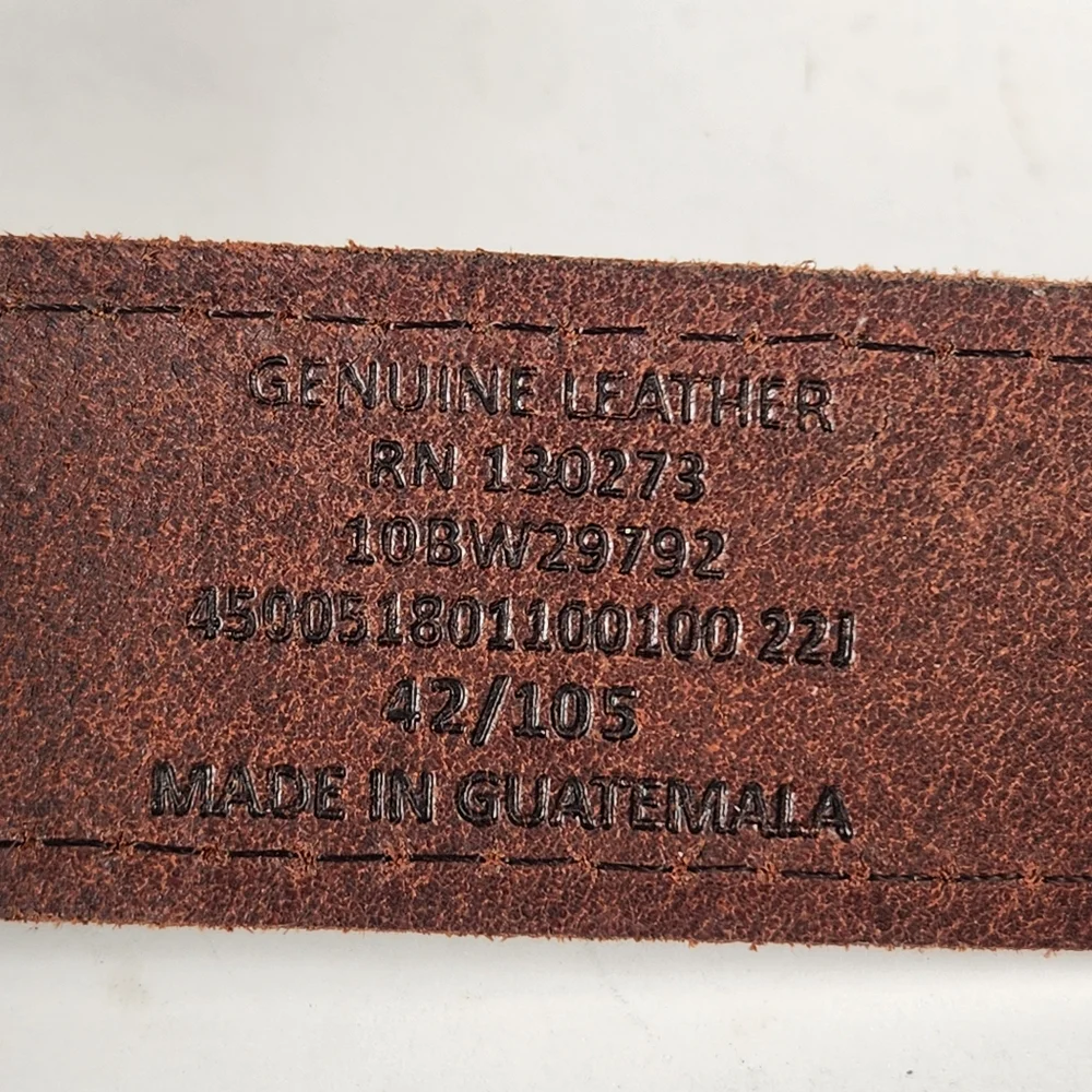 WRANGLER Belt Men’s Size 42 Brown Western Genuine Leather Cowboy Workwear